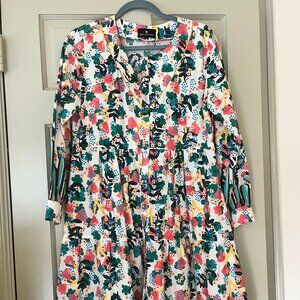 Emily Lovelock A-line tiered button front floral dress